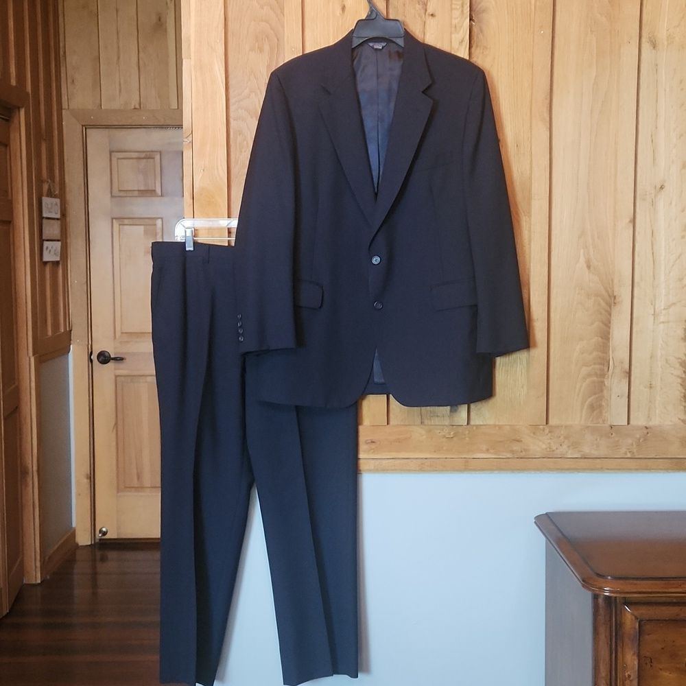 Davison's Single Breasted Coat 42R & 36 X 28 Dress Pants Formal Suit, Navy Blue